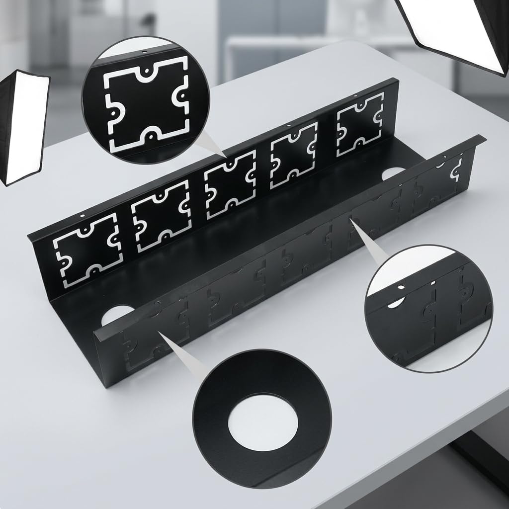 Supporto per Cavi in Acciaio con Viti per Scrivania Computerizzata Gestione Fili Sotto Banco Contenitore Rack per Postazione Lavoro, 750mm lungo