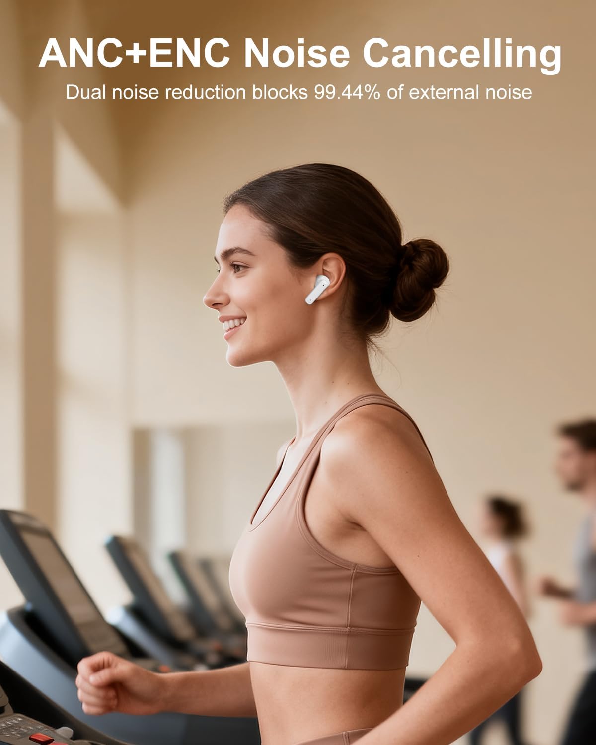 Smart Earphones with Touchscreen, Touch Screen Earbuds, Wireless Headphones Bluetooth 5.4, Touch Buds with LED Screen, ANC/ENC Noise Cancelling, 48H Playtime, for Work, Sport (White) - Image 7