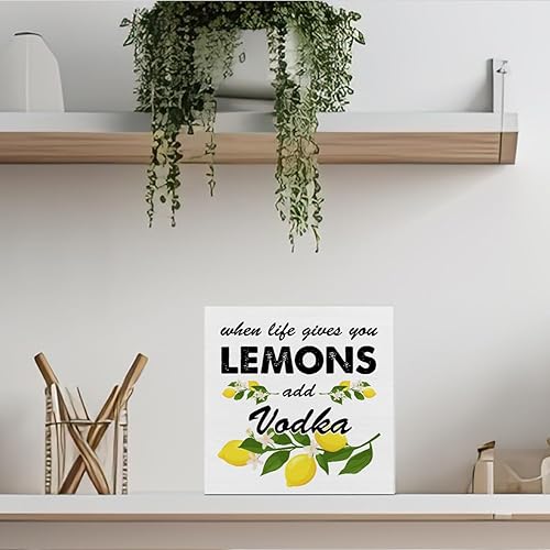 Miniatura 4 de Cartel de madera de limón para decoración de casa con texto en inglés When Life Gives You Lemons Add Vodka (When Life Gives You Lemons Add Vodka)