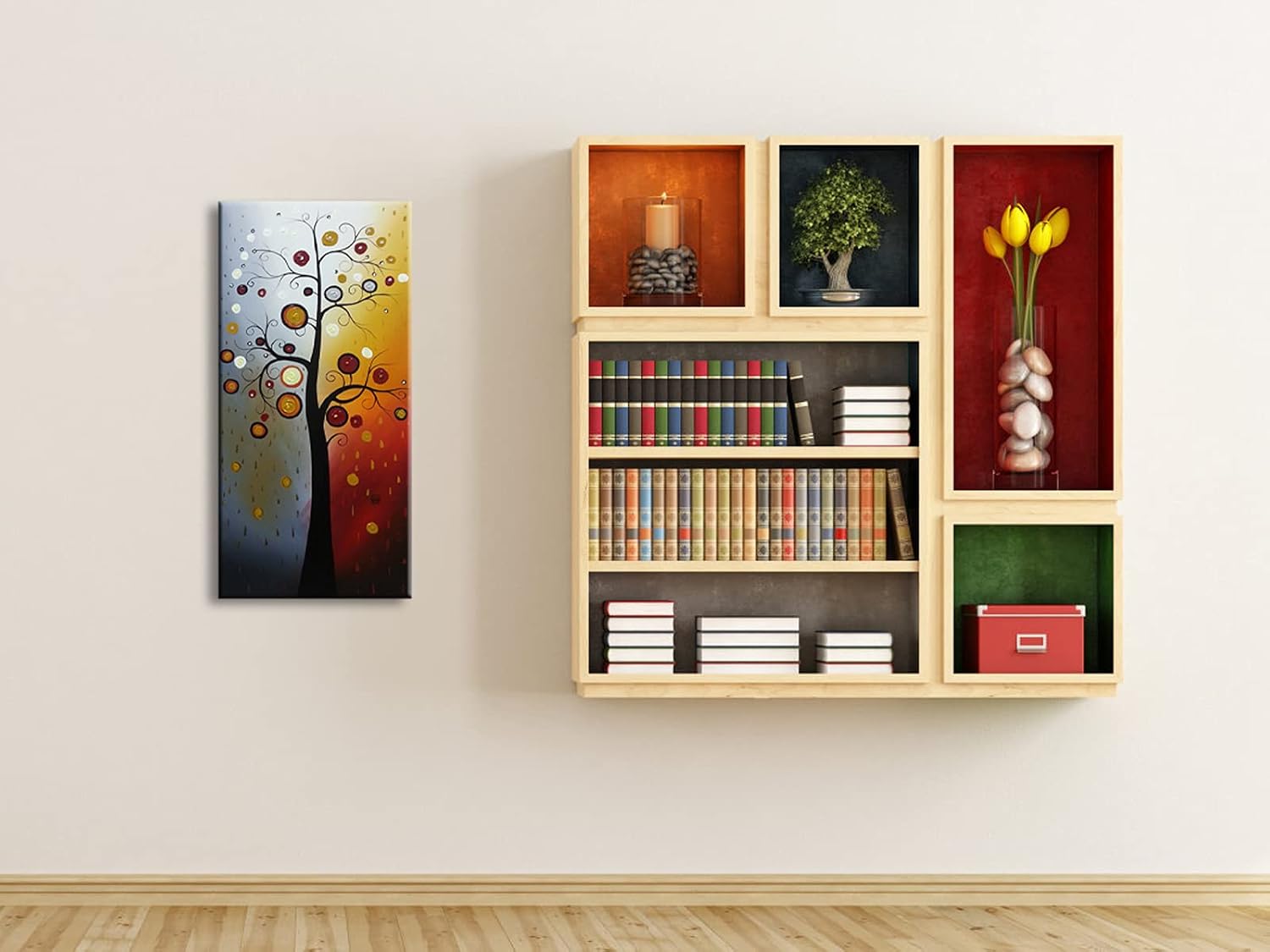 Wieco Art Life Tree Large Floral Oil Paintings on Canvas Wall Art Ready to Hang for Living Room Bedroom Home Decorations Modern 100% Hand Painted Stretched and Framed Grace Abstract Flowers Artwork