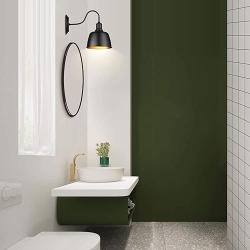 Miniatura 3 de Lámpara de pared de cuello de cisne negro, lámpara de pared industrial retro estilo granja E26, lámpara de pared LED de porche para cocina,