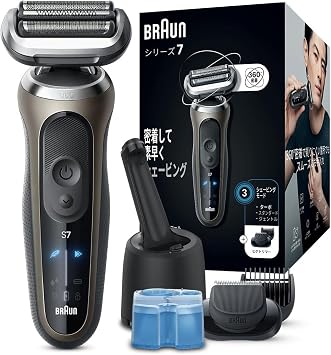 Braun Electric Shaver Series 7 with Washer, Electric Beard Trimmer for Men, Titanium Gold, 72-C7500cc, Exclusive
