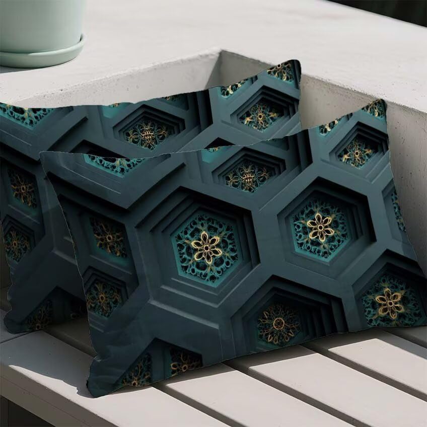 Coussin extérieur imperméable 60x90cm résistant à l'eau turquoise lot de 2