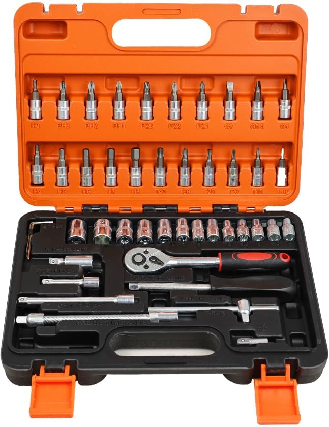AEGON CR-V46 1/4 46 pcs Chrome Vanadium Steel 72 Teeth Ratchet Wrench Tool Kit Socket Set (Pack of 46) (B0DH52F1RD) Amazon Price History, Amazon Price Tracker