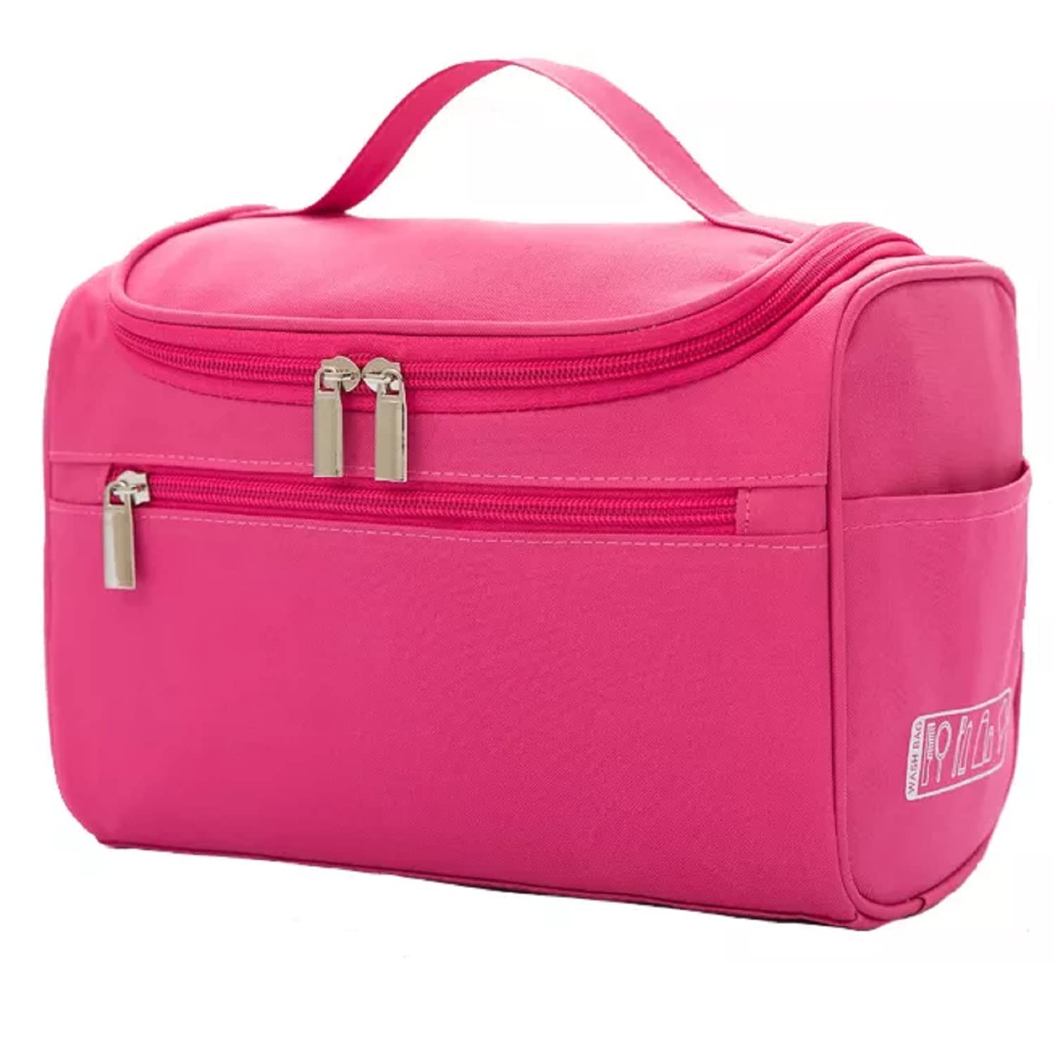Toiletry Travel Hanging Cosmetic Makeup Organizer for Men and Women (Pink)-image-46