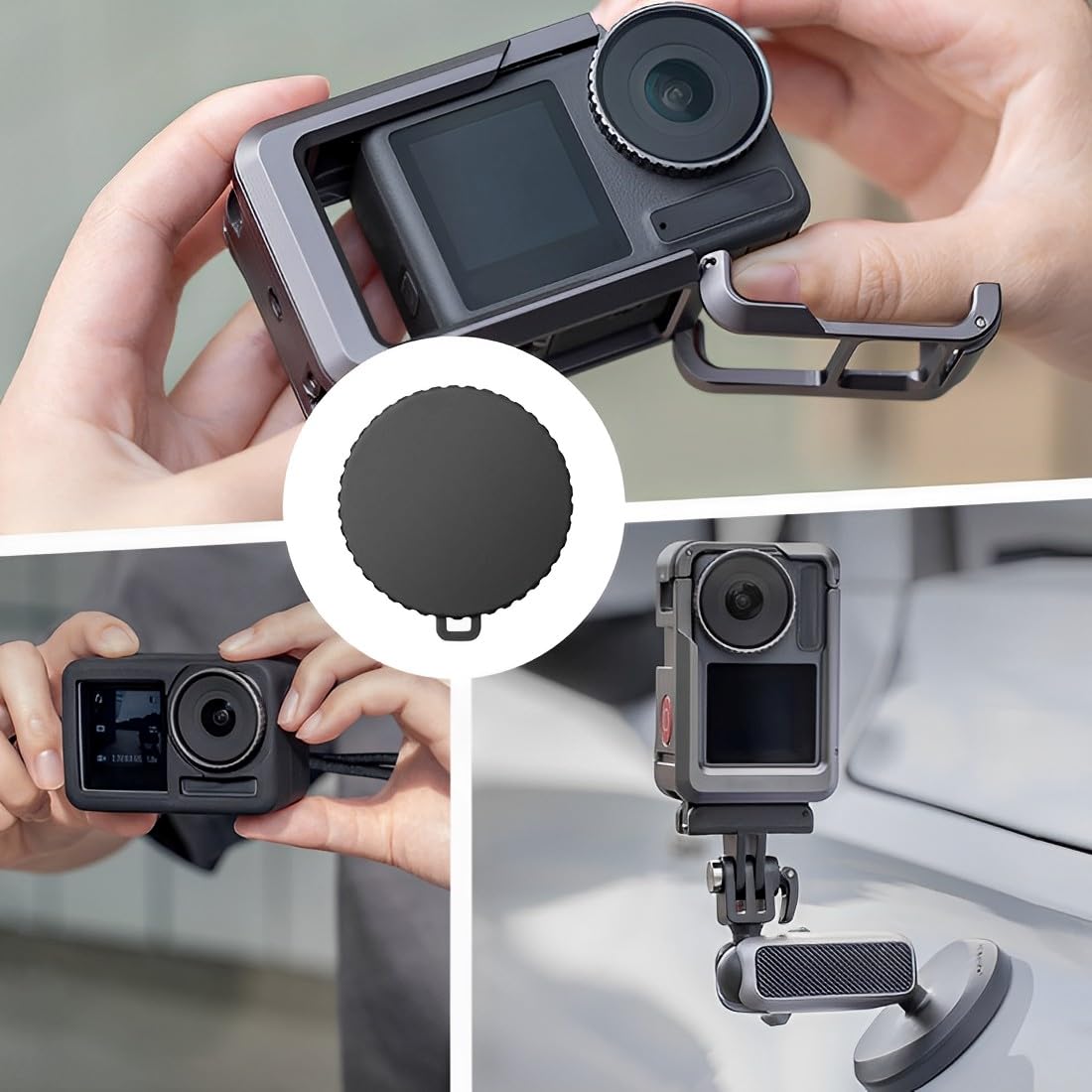 2 pz Copriobiettivo per Dji Osmo Action 4 e Action 3, Nero Copriobiettivo Flessibile Copriobiettivo Accessori Protettivi Compatibile con Dji Osmo Action, Previene Graffi e Polvere