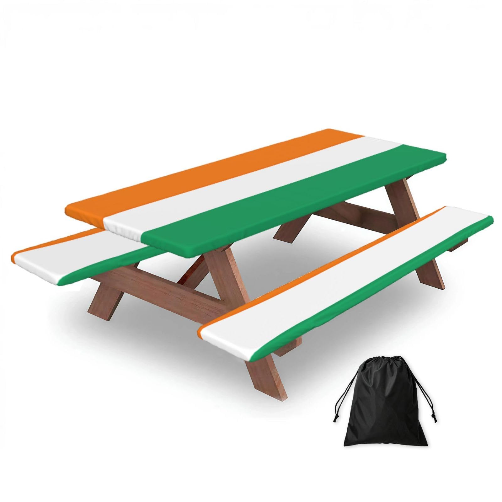 Yqxwjl Black Flag Of Cote D'ivoire Print Camping Essentials Waterproof Camping Table And Bench Cover With Drawstring Bag 183 Cm