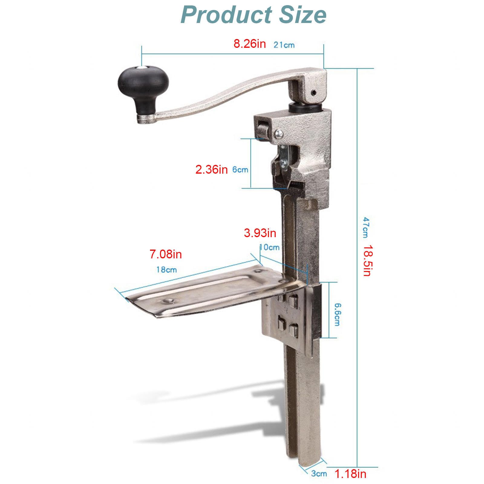 Manueller Dosenöffner mit 47 cm Verlängerungsstange, abnehmbarer Sockel für gewerbliche Küche