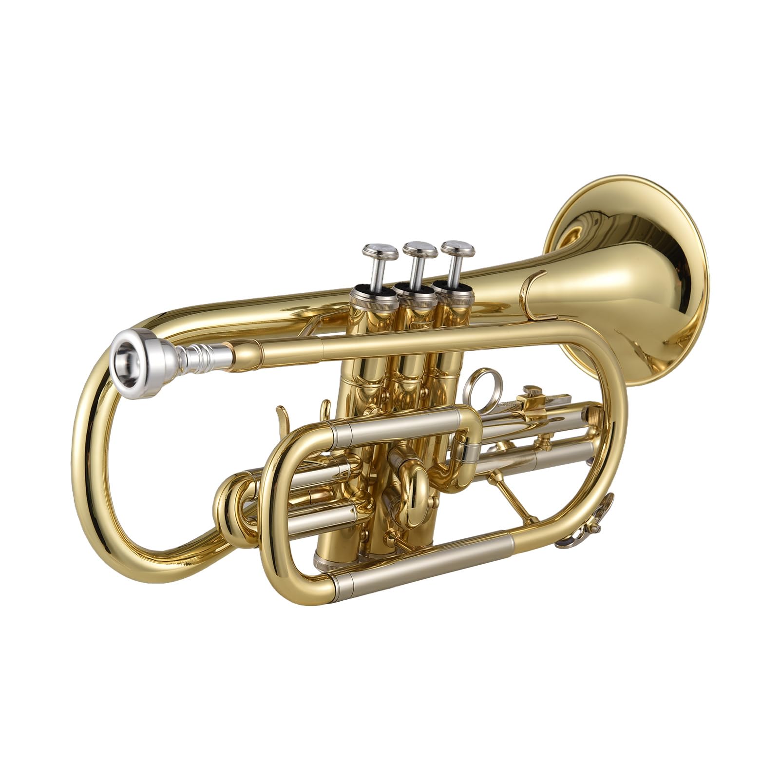 Btuty Bb Cornet Instrument De Cuivre Peinture De Surface Or Traitement Professionnel Cornet En Laiton Avec Étui De Transport Gants Nettoyage Chiffon Brosses Pour Les Étudiants Et Les Débutants