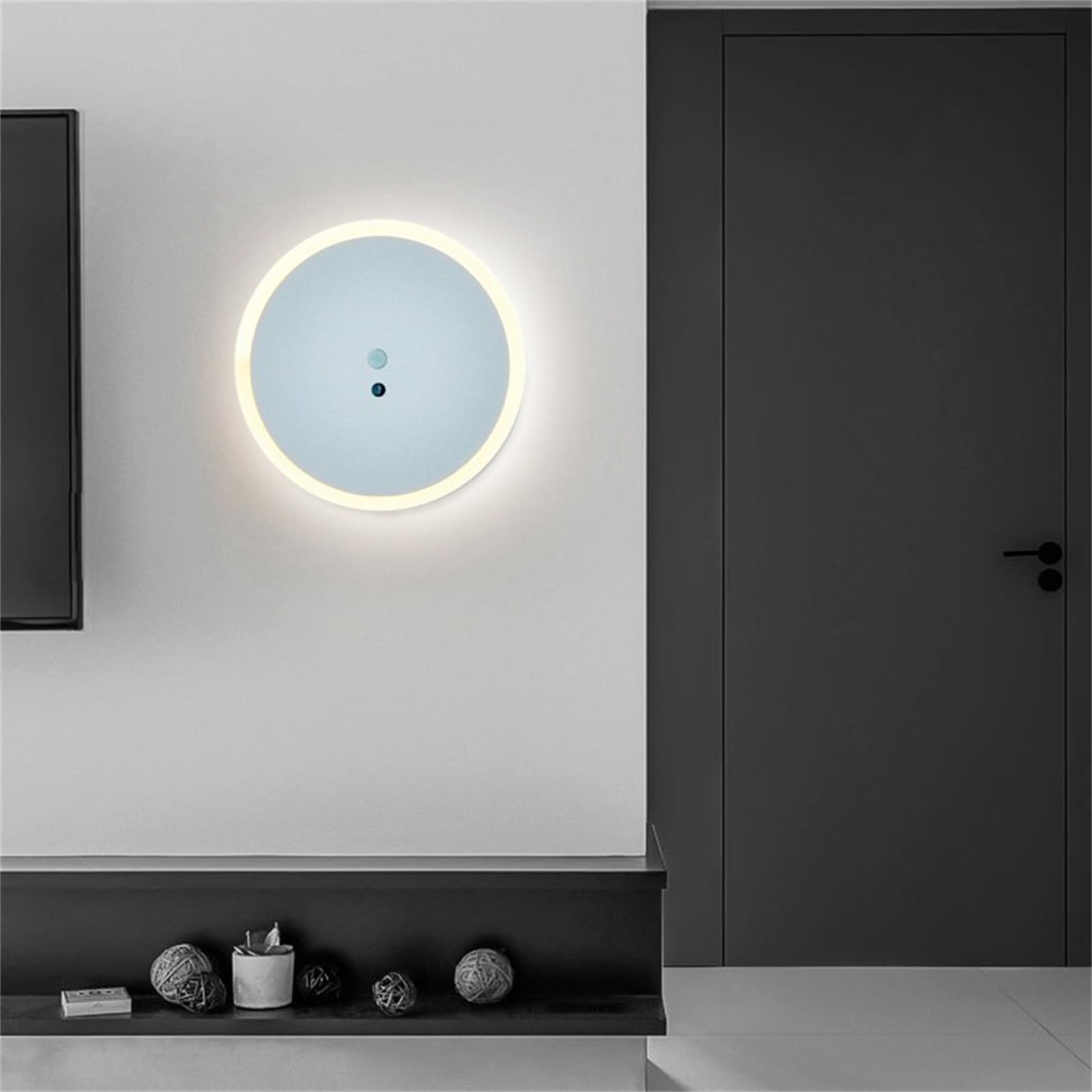 Aplique de Pared con Sensor de Movimiento para Interiores, LED, con detección de Movimiento, Ideal para Sala de Estar, balcón, Pasillo, luz Blanca cálida (luz Blanca, Blanco)