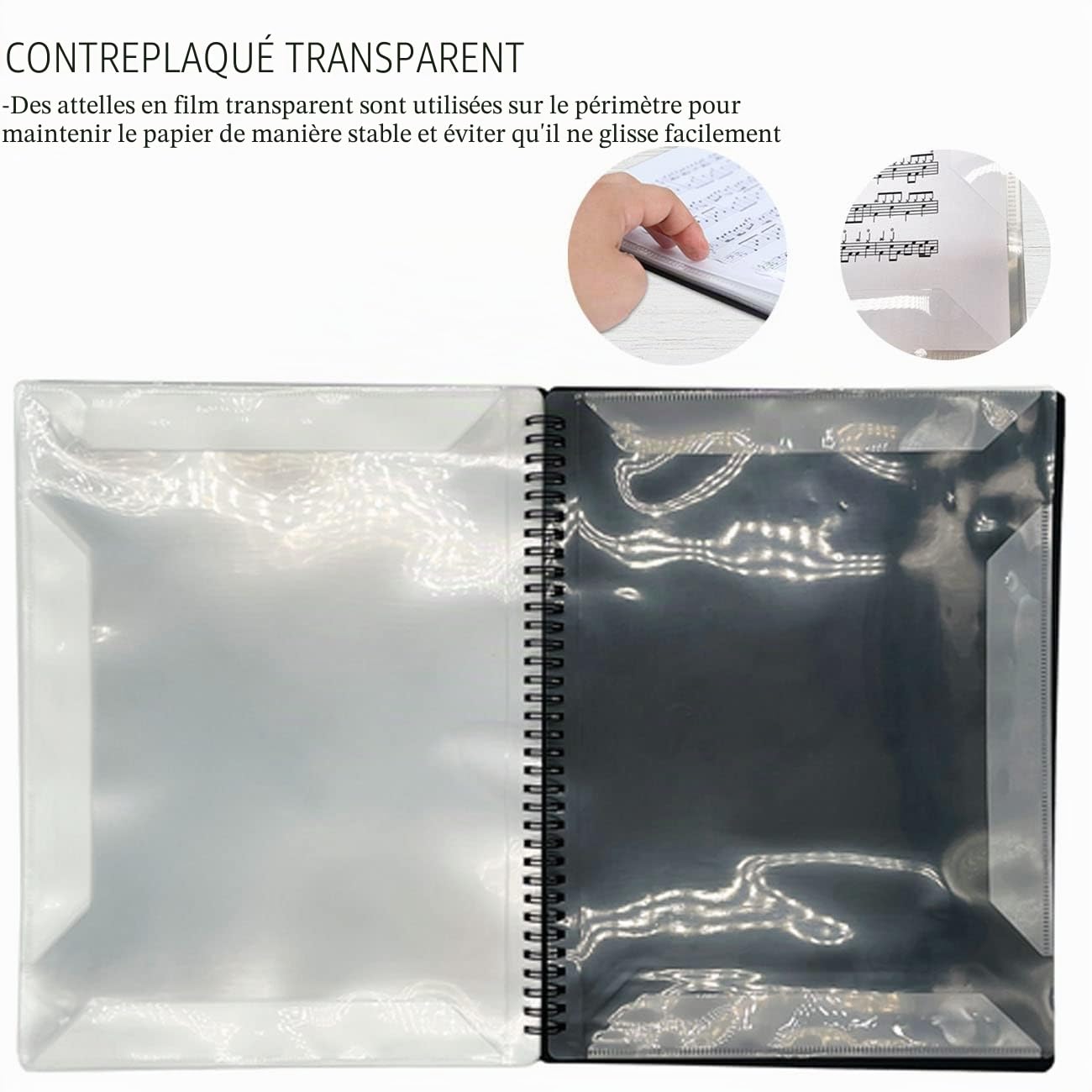 Dossier de Musique Chemise de Partitions Dossier de rangement pour partitions de musique Format A4 40 pochettes G Clef Sac de rangement pour documents de stockage de papier de chanson
