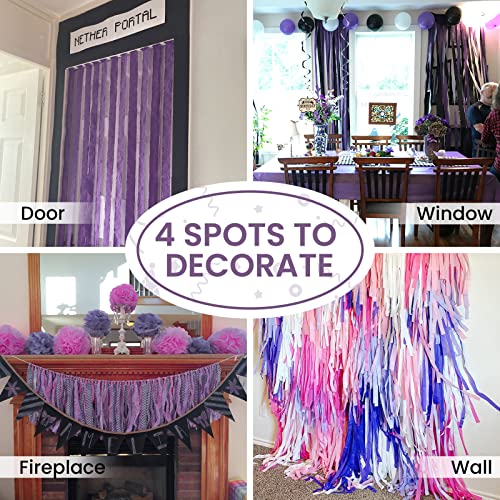 Image of PartyWoo Crepe Paper Streamers 4 Rolls 328ft, Pack of Light Purple Crepe Paper for Party, Wedding, Birthday, Baby Shower Decorations (1.8 Inch x 82 Ft /Roll)