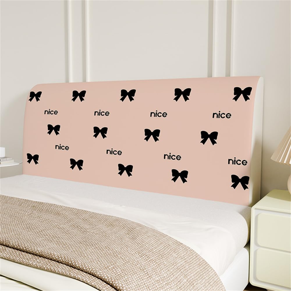 Hearda Estampado Sencillo Funda para Cabecero de Cama, Elástica Cabecera, Suave Todo Incluido Prueba de Polvo Cabecero, Protector de Cabecero Cama para Decoración Dormitorio (150cm,Rosa)
