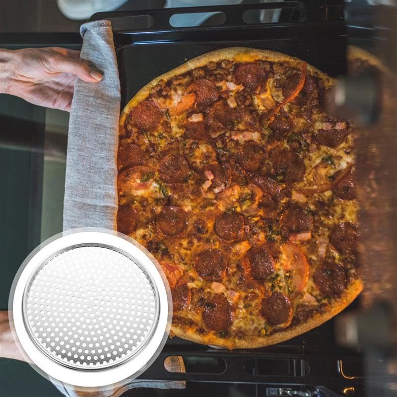 Piatto per Pizza, teglia per Pizza, teglia da Forno, Piatto Rotondo in Lega di Alluminio, Gadget da Cucina, Acciaio per Pizza (24,5 x 24,5 x 0,5 cm) (22 x 22 x 0,5 cm)