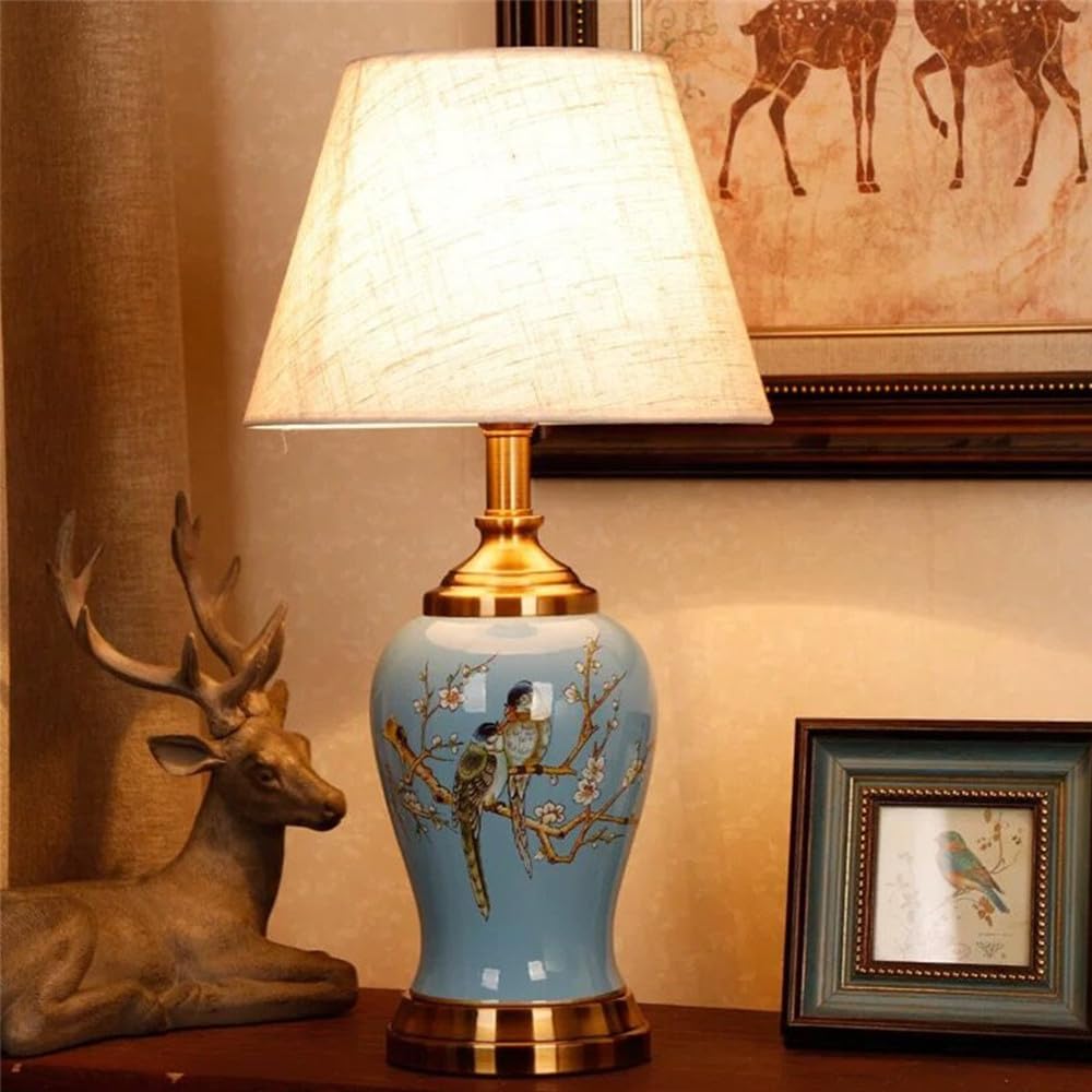 Contemporary Flowers and Birds Ceramics Table Lamp The American Village Living Room Bedroom Study Villa Hotel Bedside Desk Lamp (Style 31)