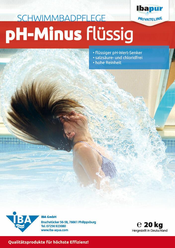 IBA pH-Minus flüssig pH Senker Regulierung Pool salzsäurefrei DIN19643 20 kg