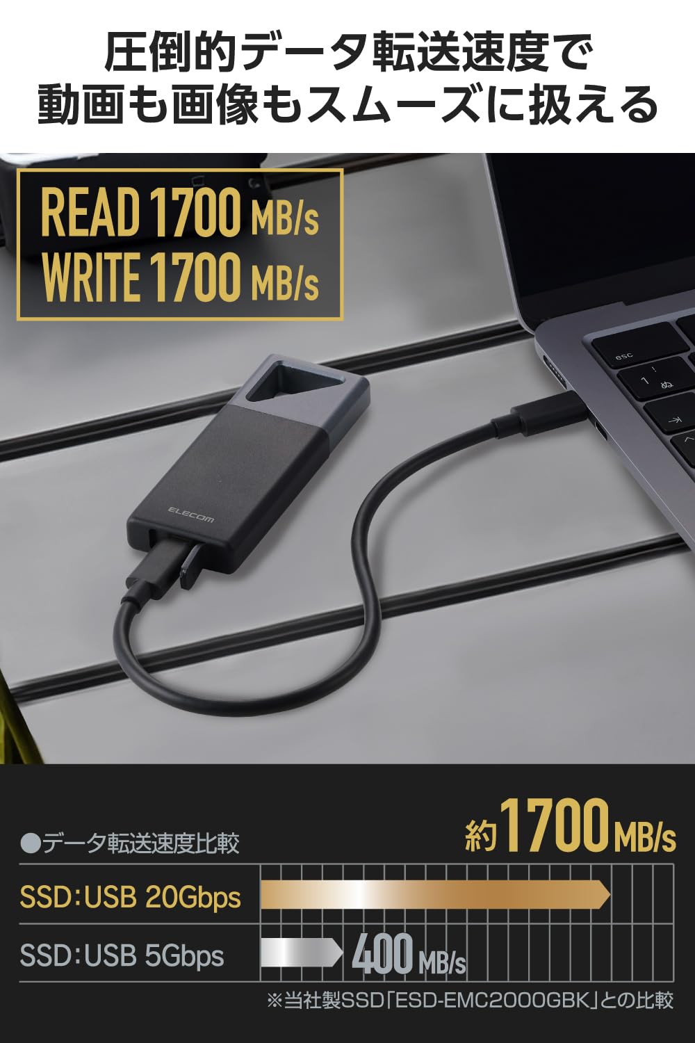 ELECOM 1TB 外付けSSD ESD-EWB1000GBKR Amazon.com: エレコム Elecom ESD-EWA1000GBK External SSD, 1