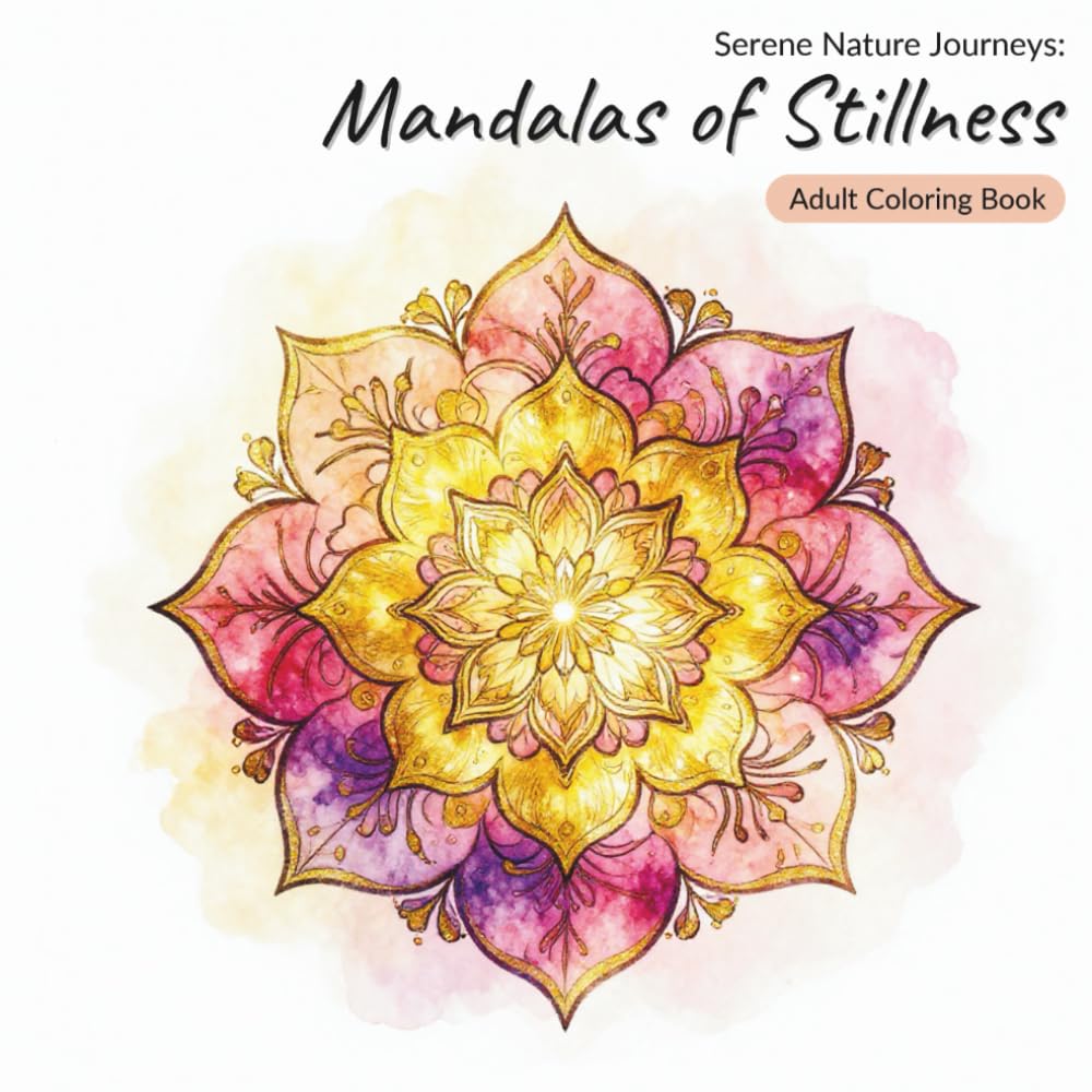 Mandalas of Stillness: Coloring Book for Adults: 50 Serene Mandala Designs with Touches of Nature – Single-Sided Pages for Relaxation. (Serene Nature Journeys)