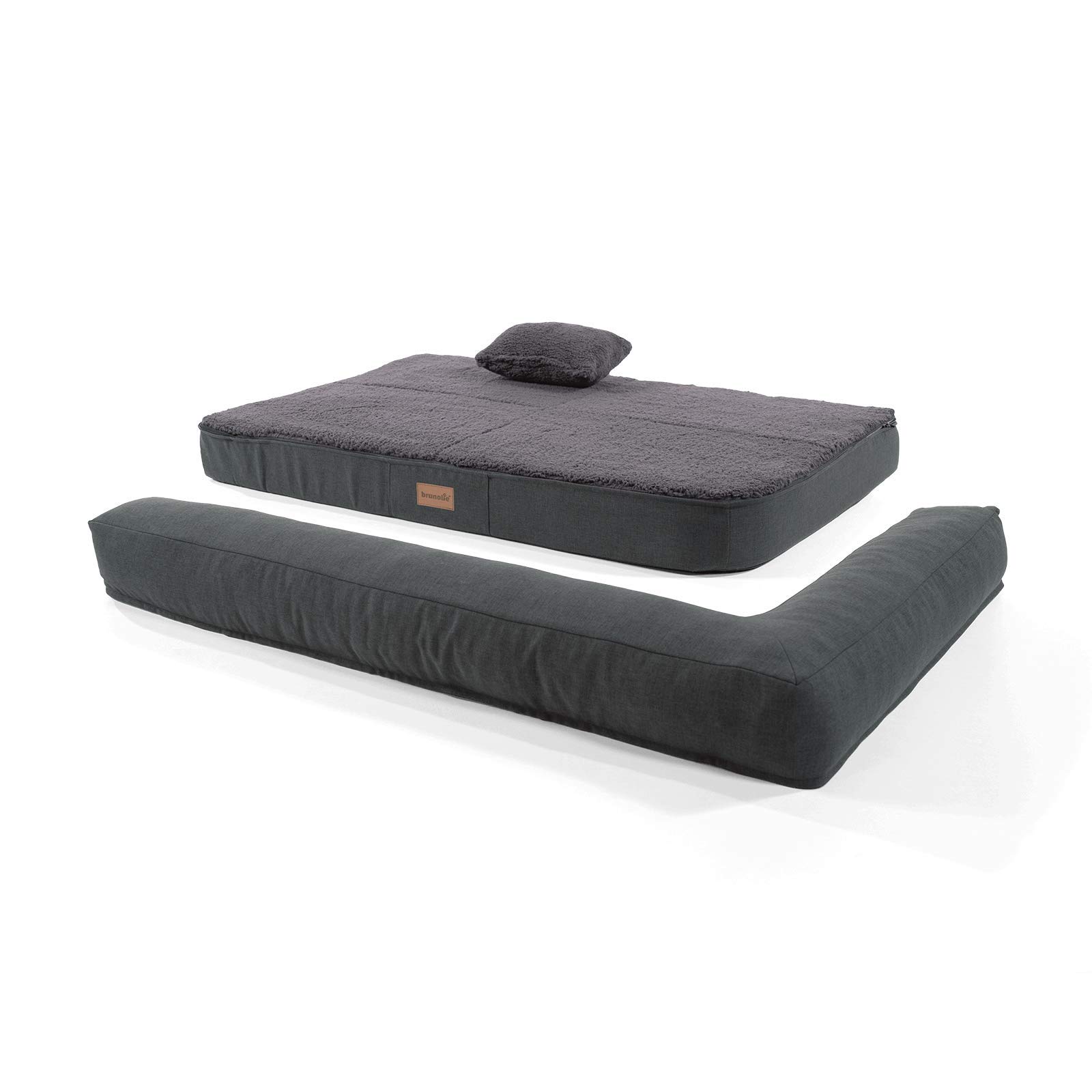 Odin - Cama para perros lavable, ortopédica y antideslizante, cojín para perros de peluche suave, beis, marrón oscuro, gris oscuro y gris, tallas S-L