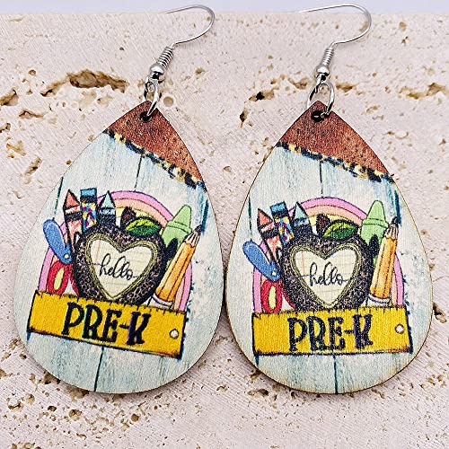 Wooden Teacher Dangle Earrings Lightweight Teardrop Teachers Appreciation Day Back To School Dangle Earrings Educators Teaching Student Gifts2