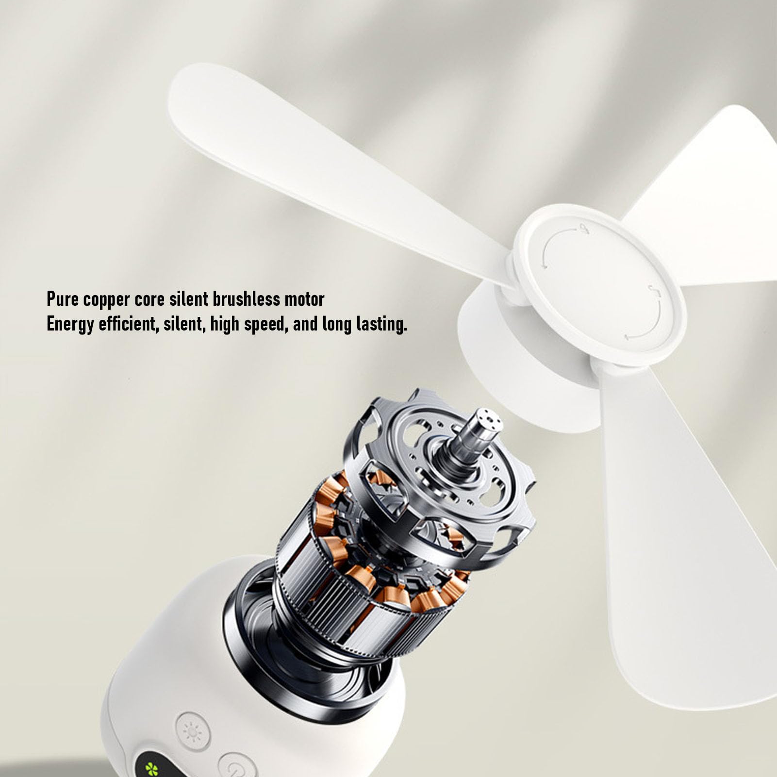 Deckenventilator mit 8000-mAh- und Fernbedienung, USB-wiederaufladbarer Hängeventilator für Zelte, Camping und Wohnmobile, 3 Geschwindigkeitsstufen, Leiser Bürstenloser Motor,