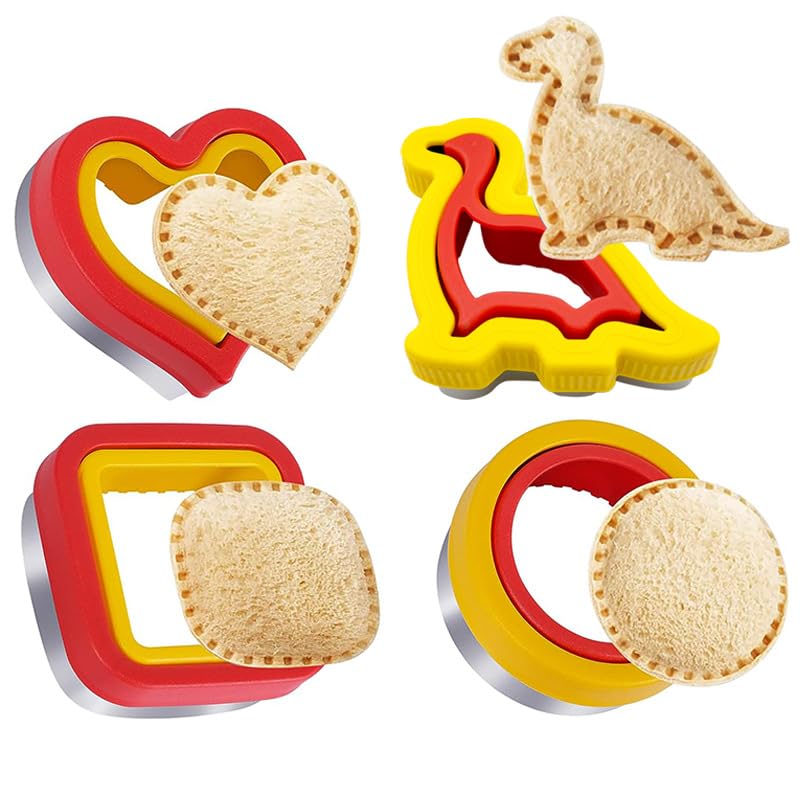 sandwich cutter.bread cutter.sandwich crimpit.uncrustables sandwich maker.sandwich sealer.crimpit sandwich maker.crustless sandwich cutter.crust cutter.sandwich mold (Yellow red)