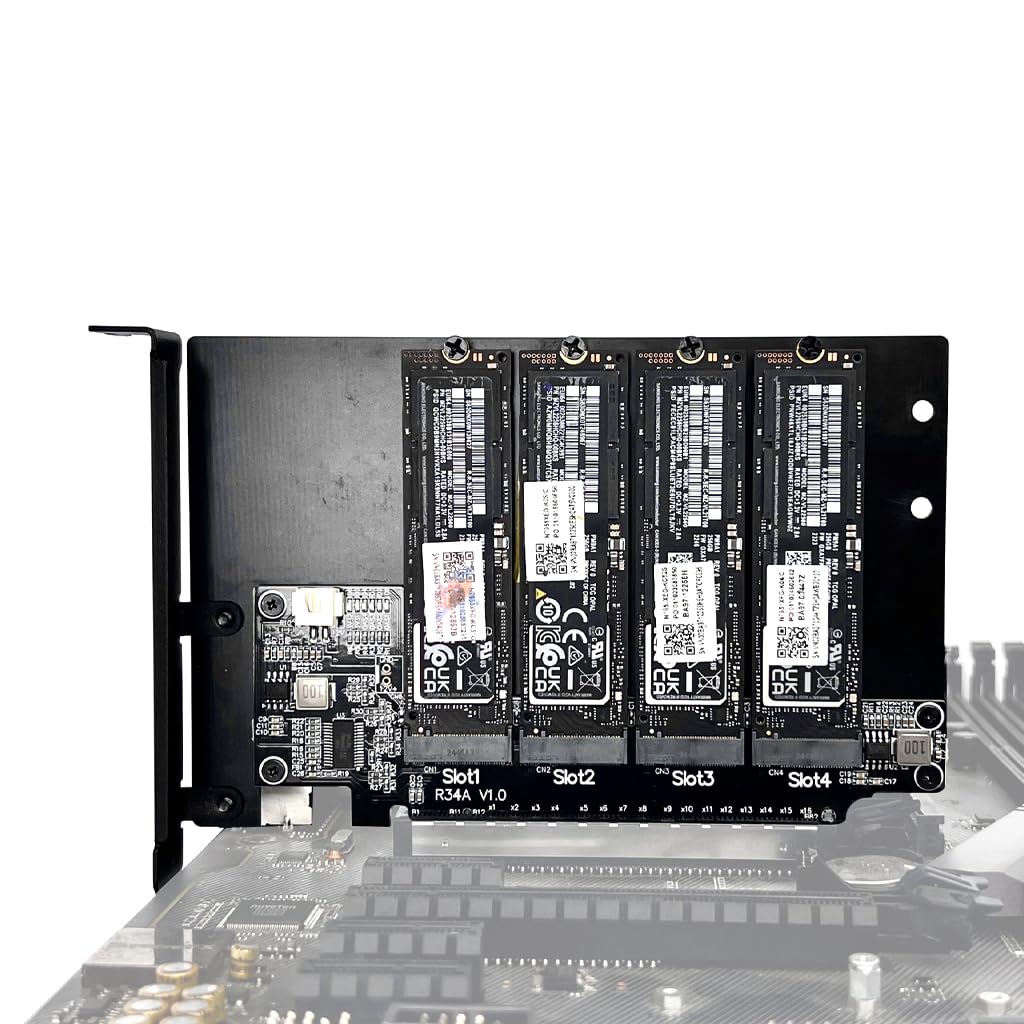JMT ADT-R37 PCIe5.0x16 to 4-Port U.2/EDSFF Hard Disk Split Card 4x128Gbps 1 to 4 Expansion Adapter Compatible with Gen3/Gen4/Gen5 (R37D 5.0,to 4* E1.S/ E3.S