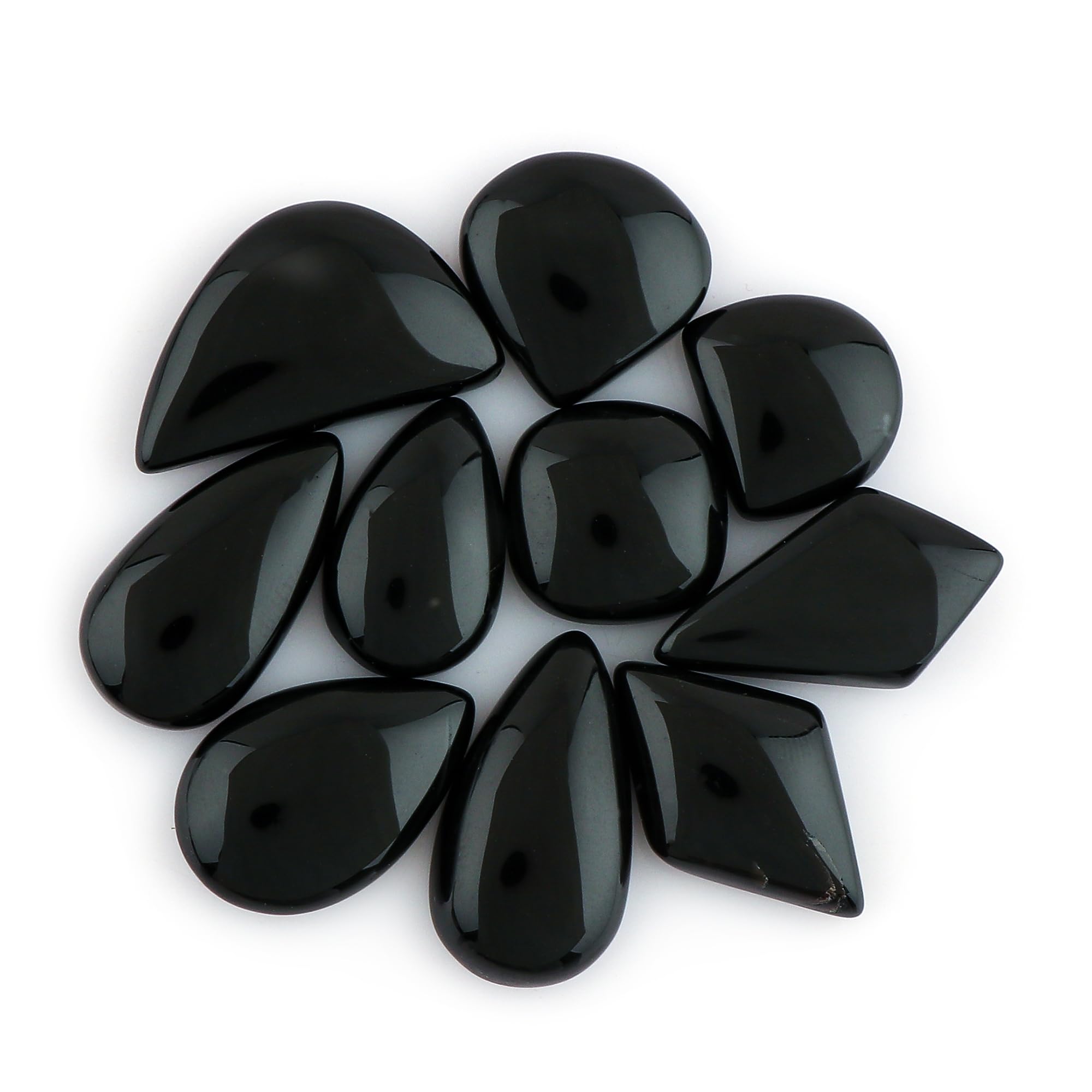 Crystalis Wholesale 10pcs Natural Black Onyx Loose Gemstone Bulk