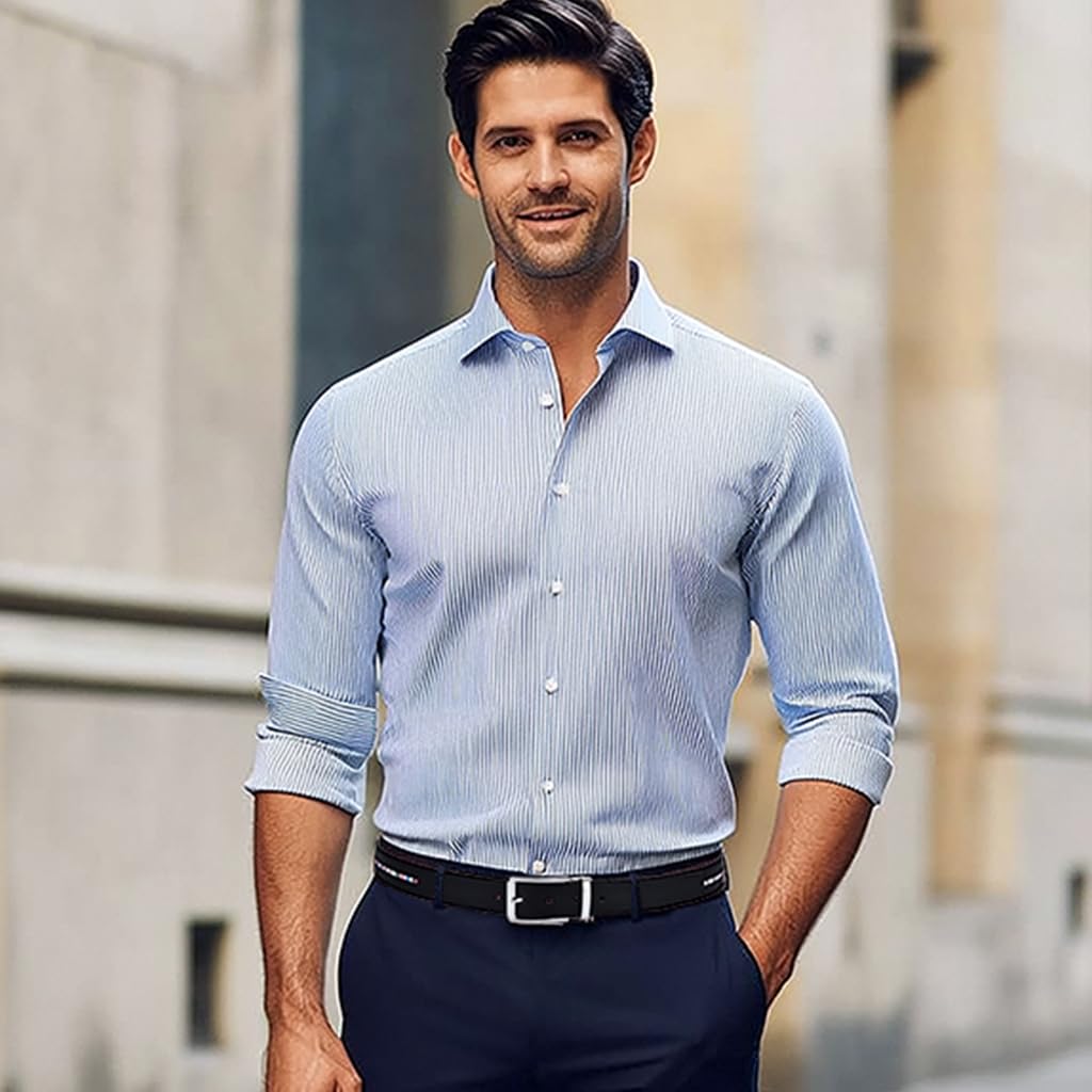 Rolarc Men's Genuine Leather Belts, Handmade Classic 100% Leather Belt for Men Work Golf Casual(G-1-Black, for waist 39