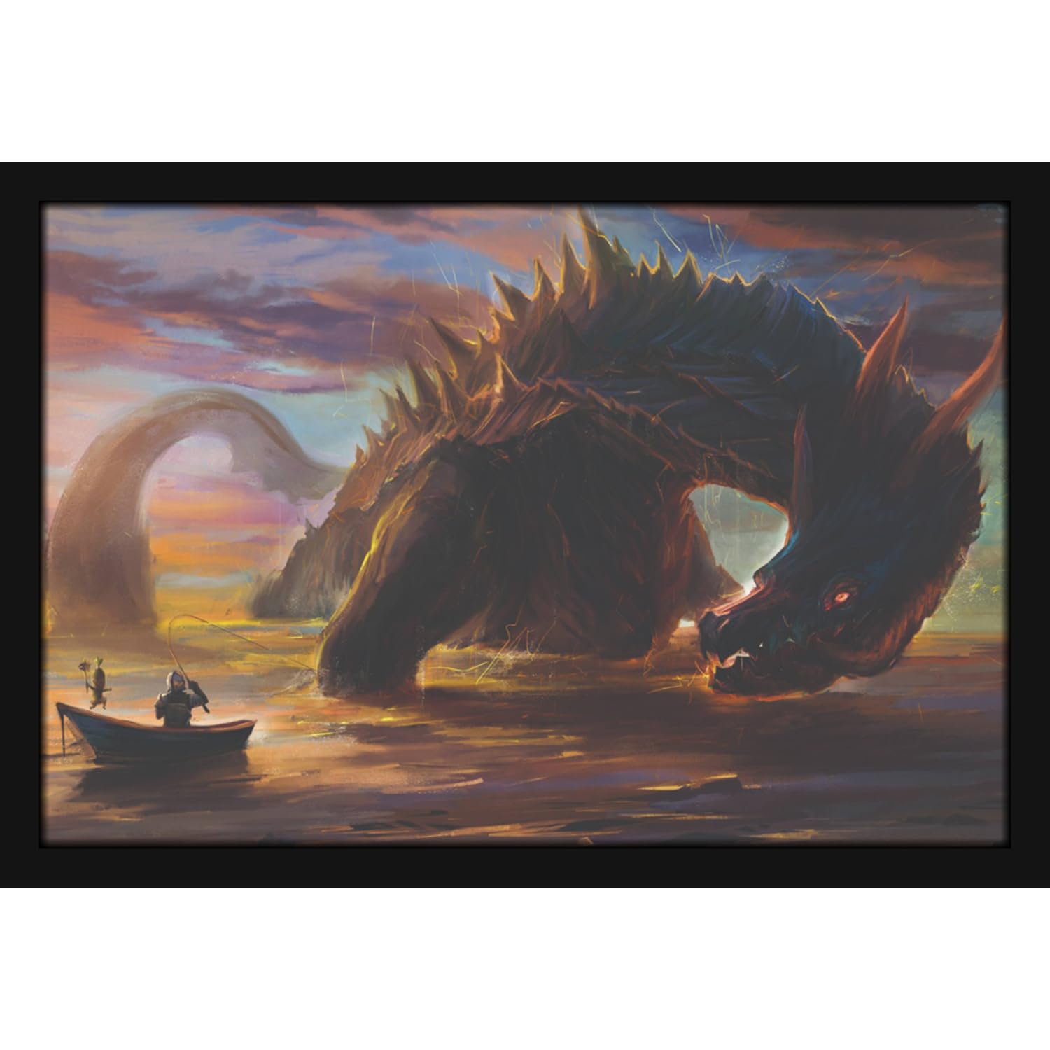 Mad Masters Dragon Fire Animal Painting Aesthetic Hanging Photo Frame Decorative Item Home Decoration and Wall Decor for Living Room and Bedroom (MM 141, 8x12 Inch, Paper, With Plexi Glass)
