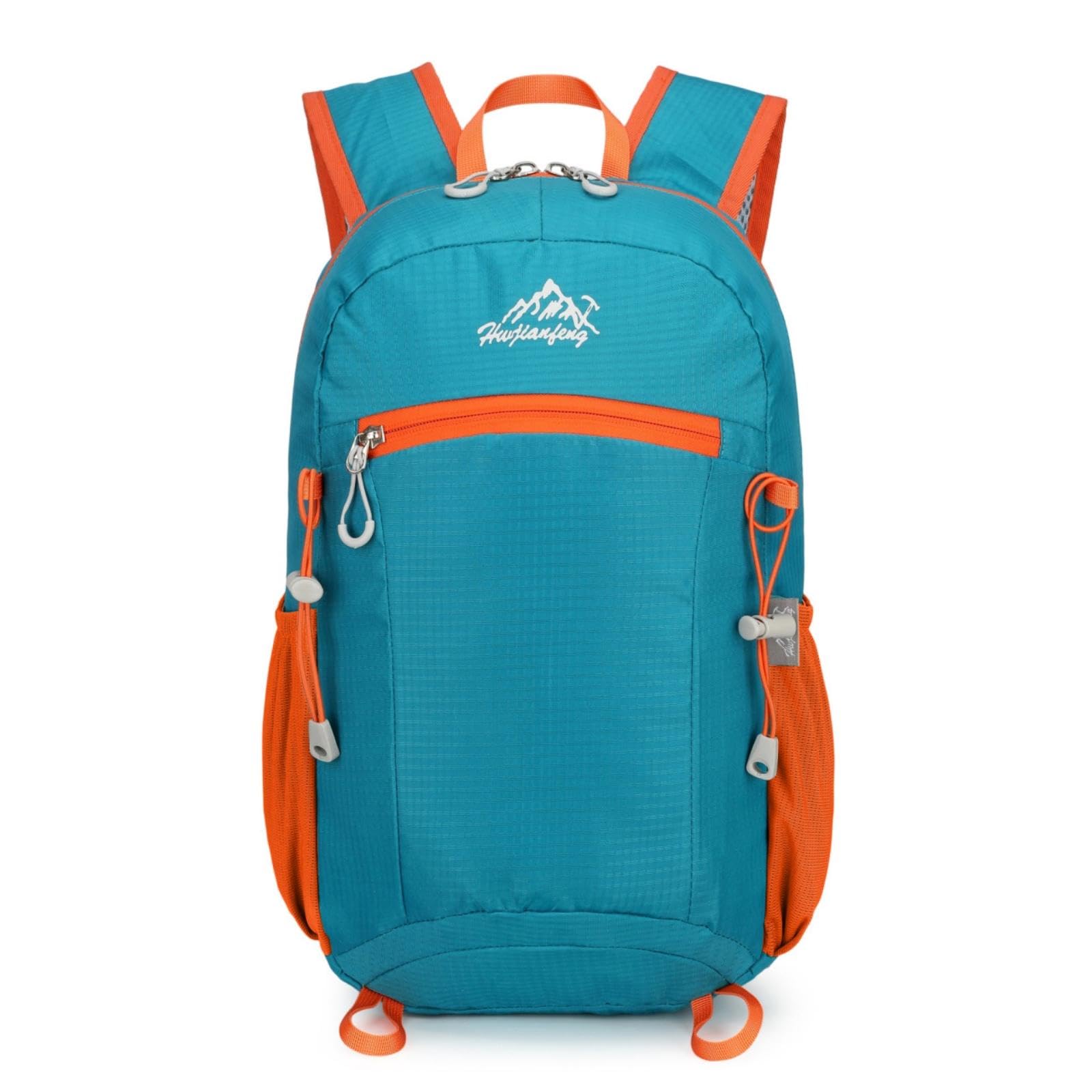 Waterproof Backpack Foldable Lightweight Backpack Side Pockets Packable Daypack for Walking, Biking Lake Blue Orange-picture-16