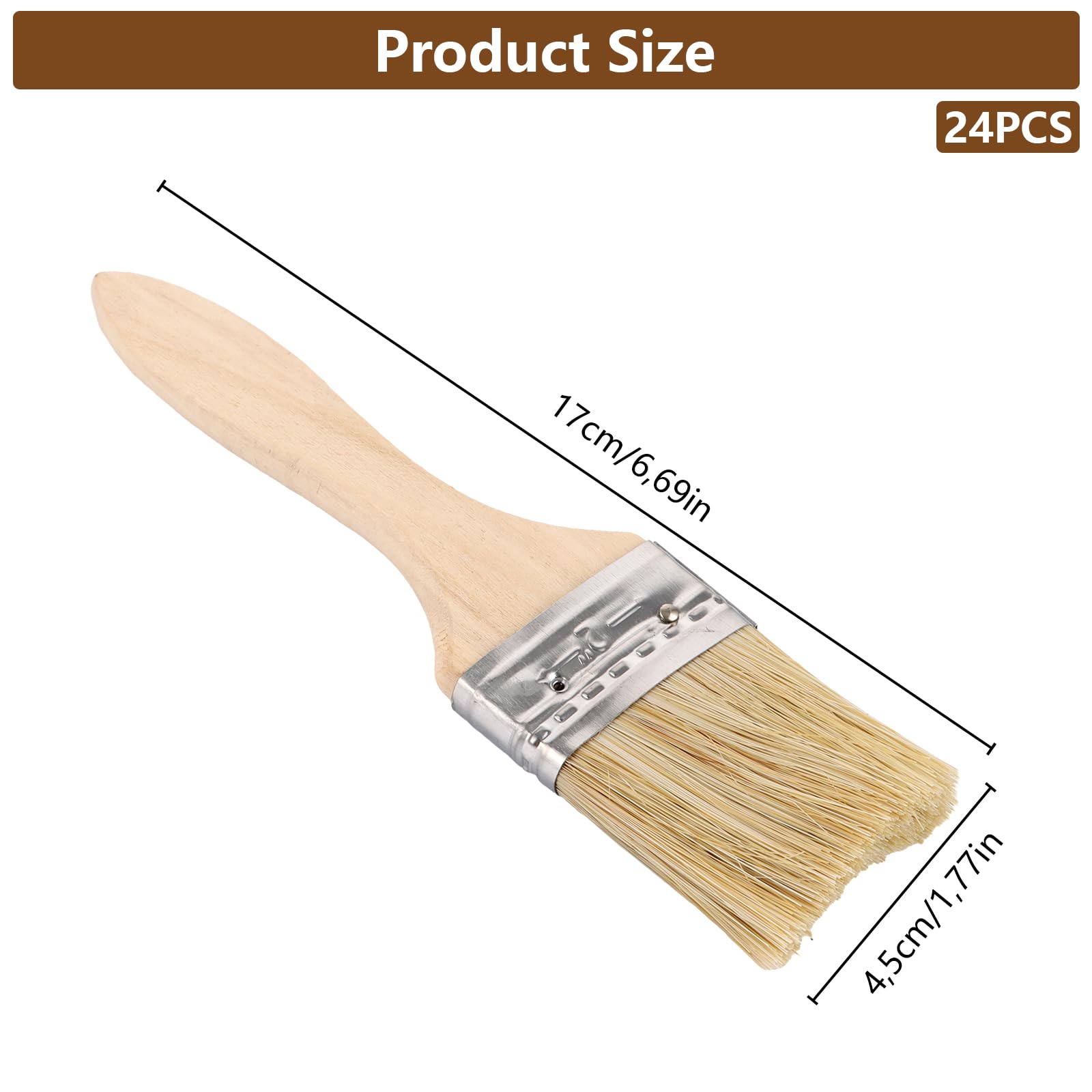 Lot de 24 Pinceaux Peinture, Pinceau 50mm, Pinceau Peinture Mur, Pinceau Plat, Pinceau Vernis Bois, Lot Pinceaux Peinture pour Peintures, Vernis, Tableaux, Peinture Murs et Meubles, DIY