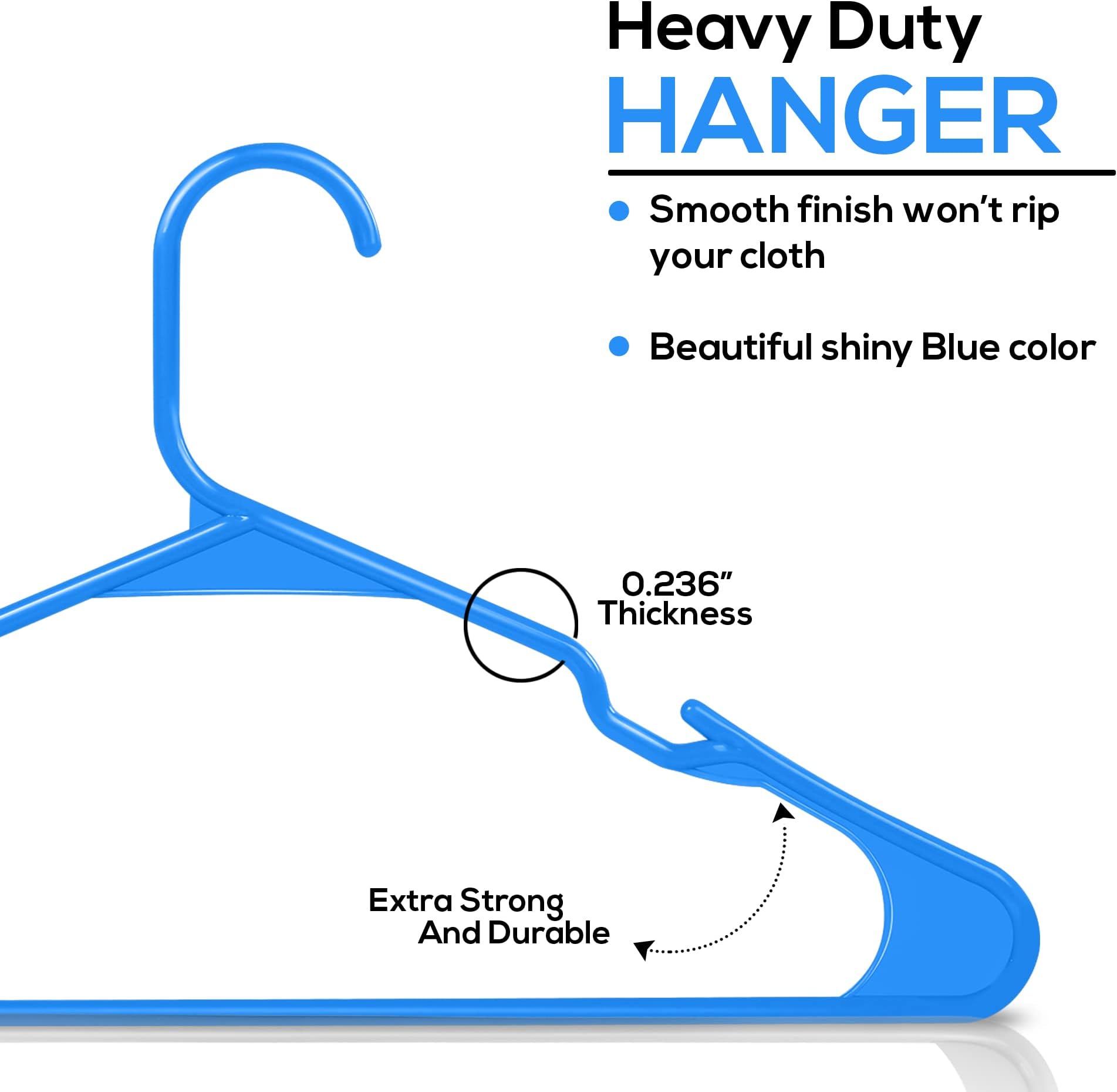 Utopia Home Clothes Hangers 50 Pack - Plastic Hangers Space Saving - Durable Coat Hanger with Shoulder Grooves (Blue)