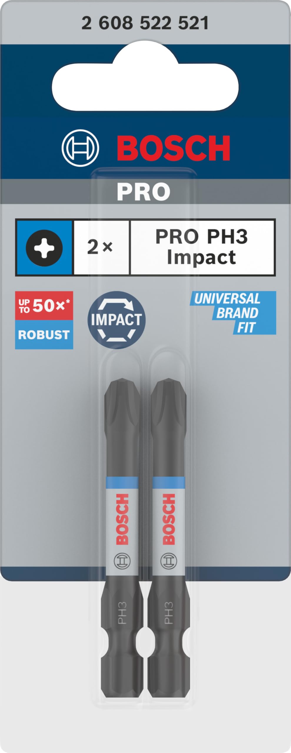 Bosch 2X PRO Phillips Impact Bit (125 x 50 mm, Professional Accessory Screwdriver, Screwdriver) - Image 2