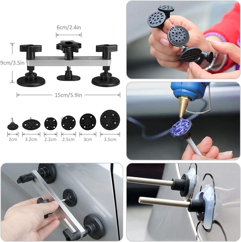 YOOHE Auto Body Paintless Dent Removal Kit - Car Dent Puller Kit with Slide Hammer T-bar Dent Puller and Bridge Dent Puller for Car Dent Repair and Metal Surface Dent Removal