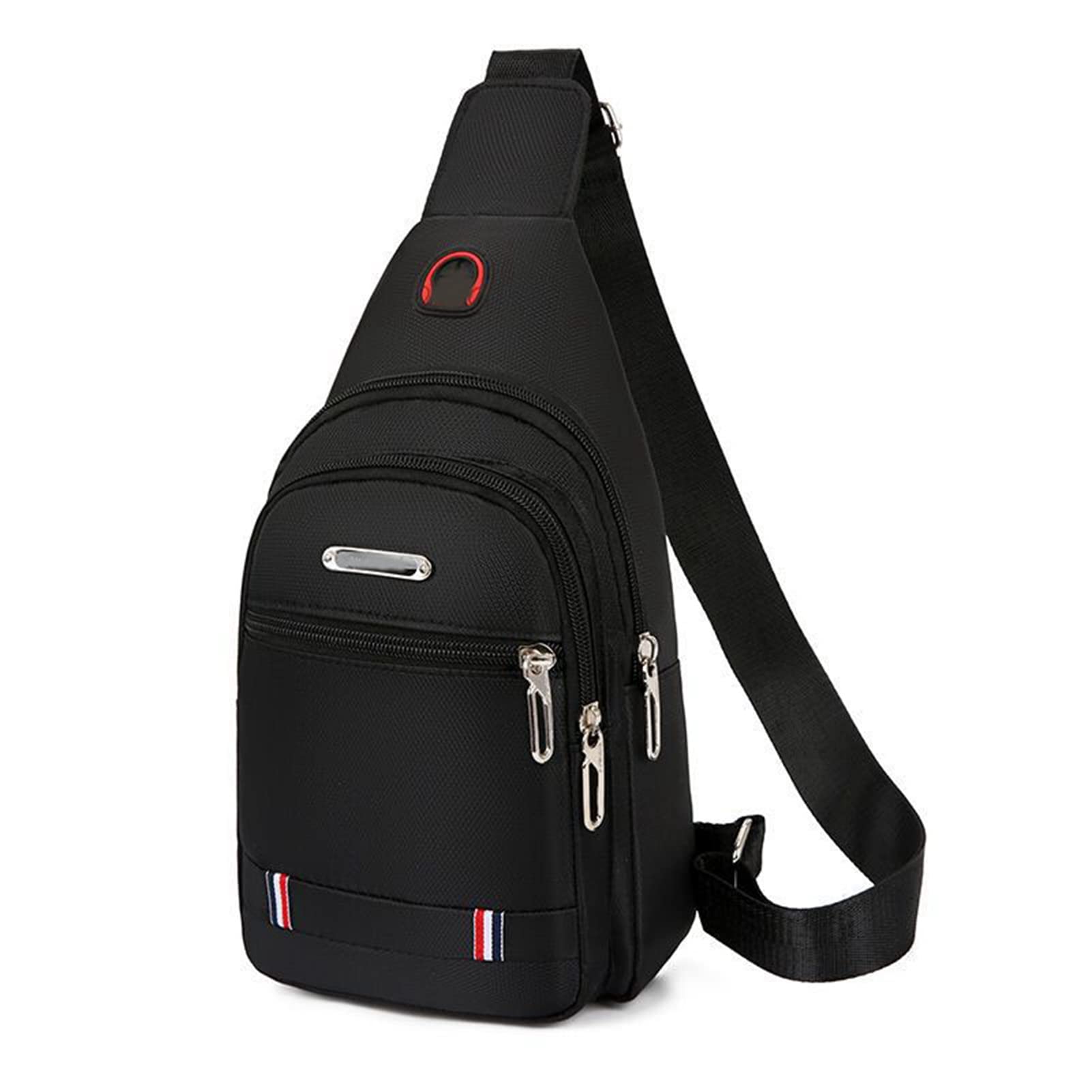 Dilwe Sac de Poitrine Hommes Tissu Oxford Polyester Grande Capacité Sac à Bandoulière Léger