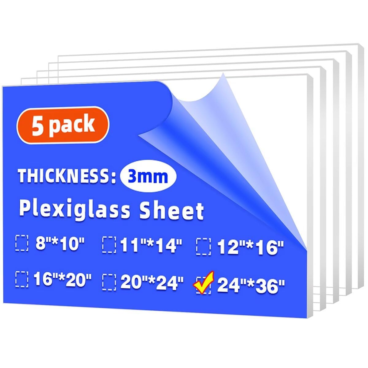 Photo 1 of (5 Pack) 24" x 36" Clear Plexiglass Sheets