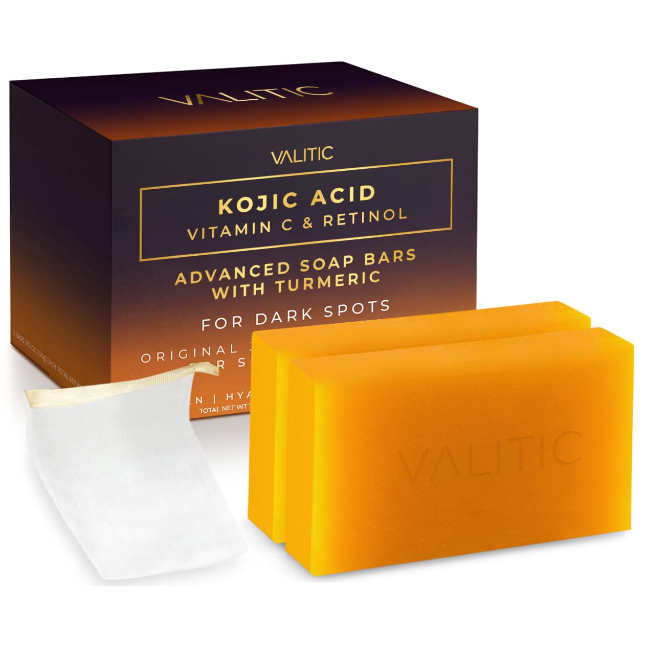 VALITIC Soap with Vitamin C, Retinol, Kojic Acid and Turmeric for Dark Spots - Original Japanese Complex I