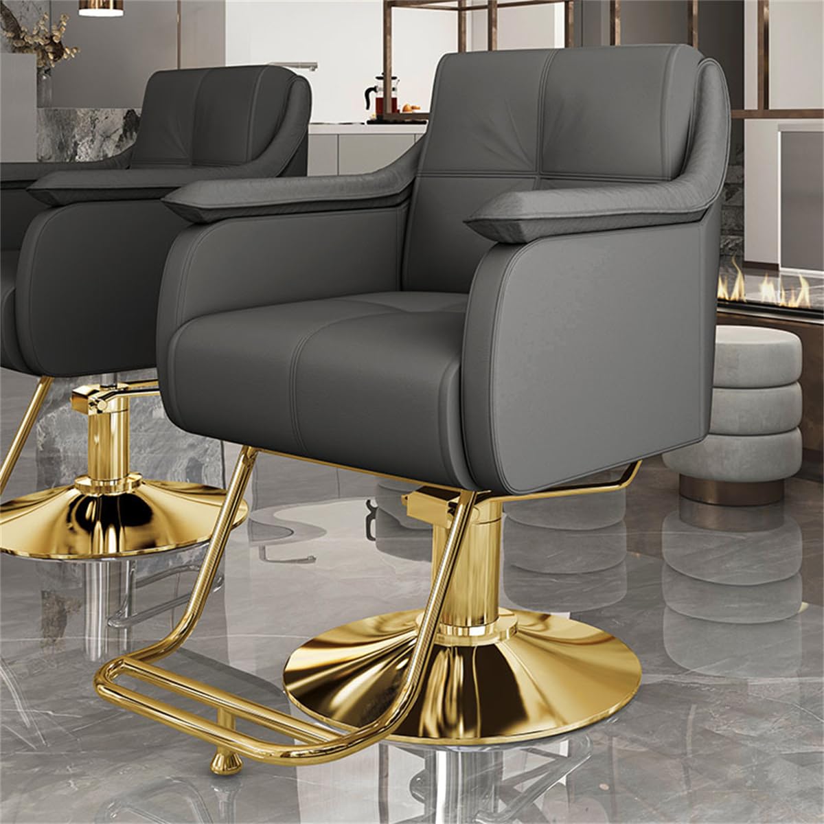 Sillas de barbero, Silla de barbero hidráulica, Silla de salón Resistente con Giro de 360°, Silla de estilismo Tipo SPA para barbería, Muebles cómodos para peluquería, diseño de Bomba Ajusta