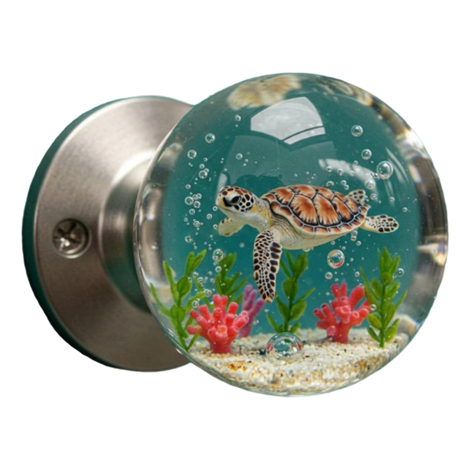 Avejjbaey Turtle Crystal Clear Flower Door Handle Retro Artist Round Knob Natural Home Improvement Crystal Door Knob Unique Bedroom Decor