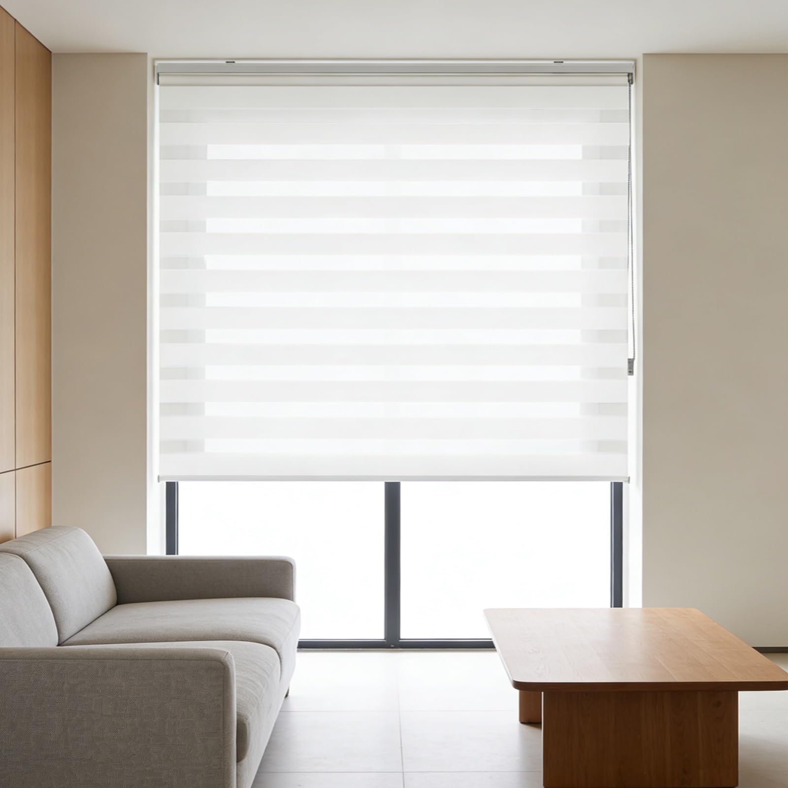 Doppelrollo Klemmfix Ohne Bohren 63 x 75 cm Fenster Rollos für Innen Klemmrollos Ohne Bohren mit Privatschutz UV Doppelrollo mit Kassette für Fenster Und Tür, Weiß