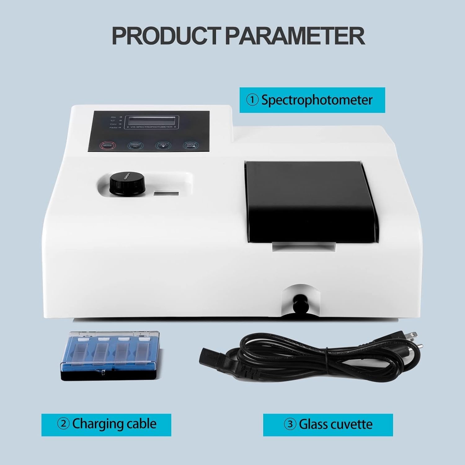 Espectrofotómetro portátil 721, LDC Digital Lab Visible Espectrofotómetro Lámpara 350-1020 nm Lámpara de Tungsteno 6nm Equipo de Análisis de Laboratorio Espectrómetro