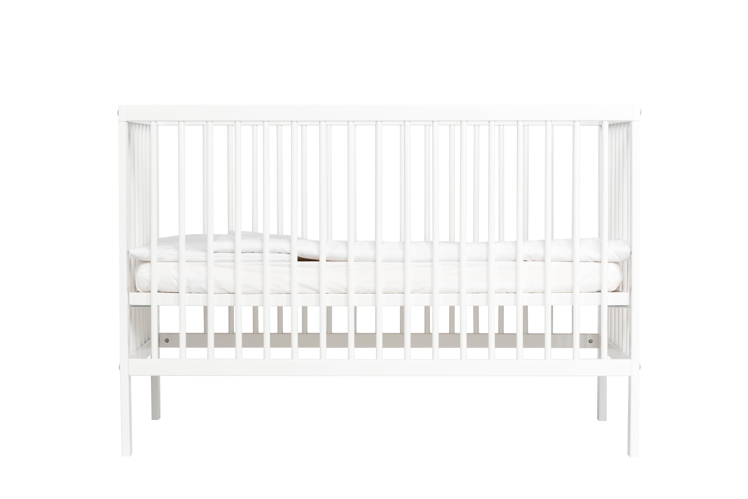 Mokee Mini Lit Bébé Evolutif - Lit Bébé Convertible 100% en Bois Massif - Berceau Transformable en Lit Enfant - Sommier à Lattes - Lit à Barreaux