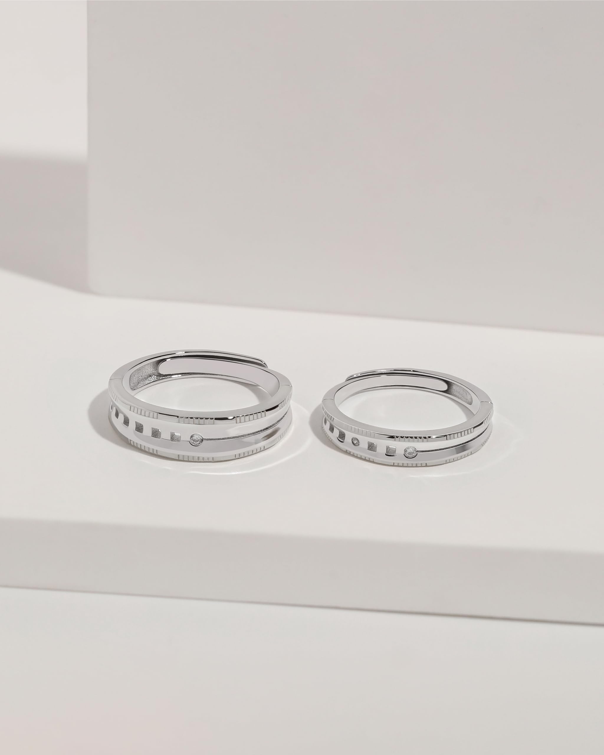 Meissa Anillos de Pareja de Plata 925 Ajustables para Hombre y Mujer Compromiso y Matrimonio 3,8 mm 5,8 mm Joyería de Pareja Regalo para San Valentín Aniversario Cumpleaños