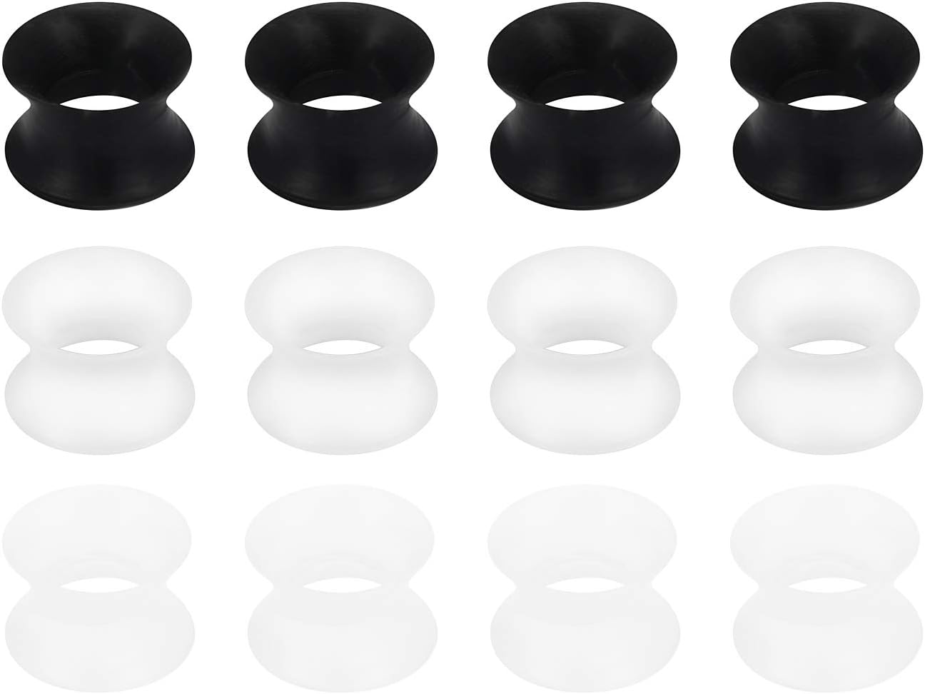 10G-50mm Thin Silicone Gauges for Ear Flexible Double Flare Gauges Tunnels Expander Stretching Gauge Earlets Plugs Gauges Kit Earlets Retainer Same Sizes 3 Colors