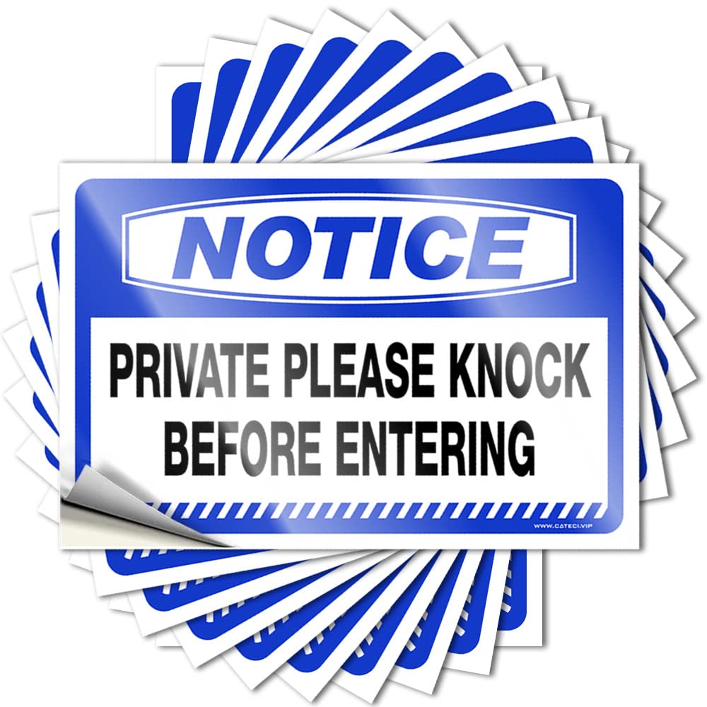 Prank Stickers Notice Private Please Knock Before Entering Stickers 10 Pcs Funny Garage Signs for Men Bumper Sticker(6X9CM)