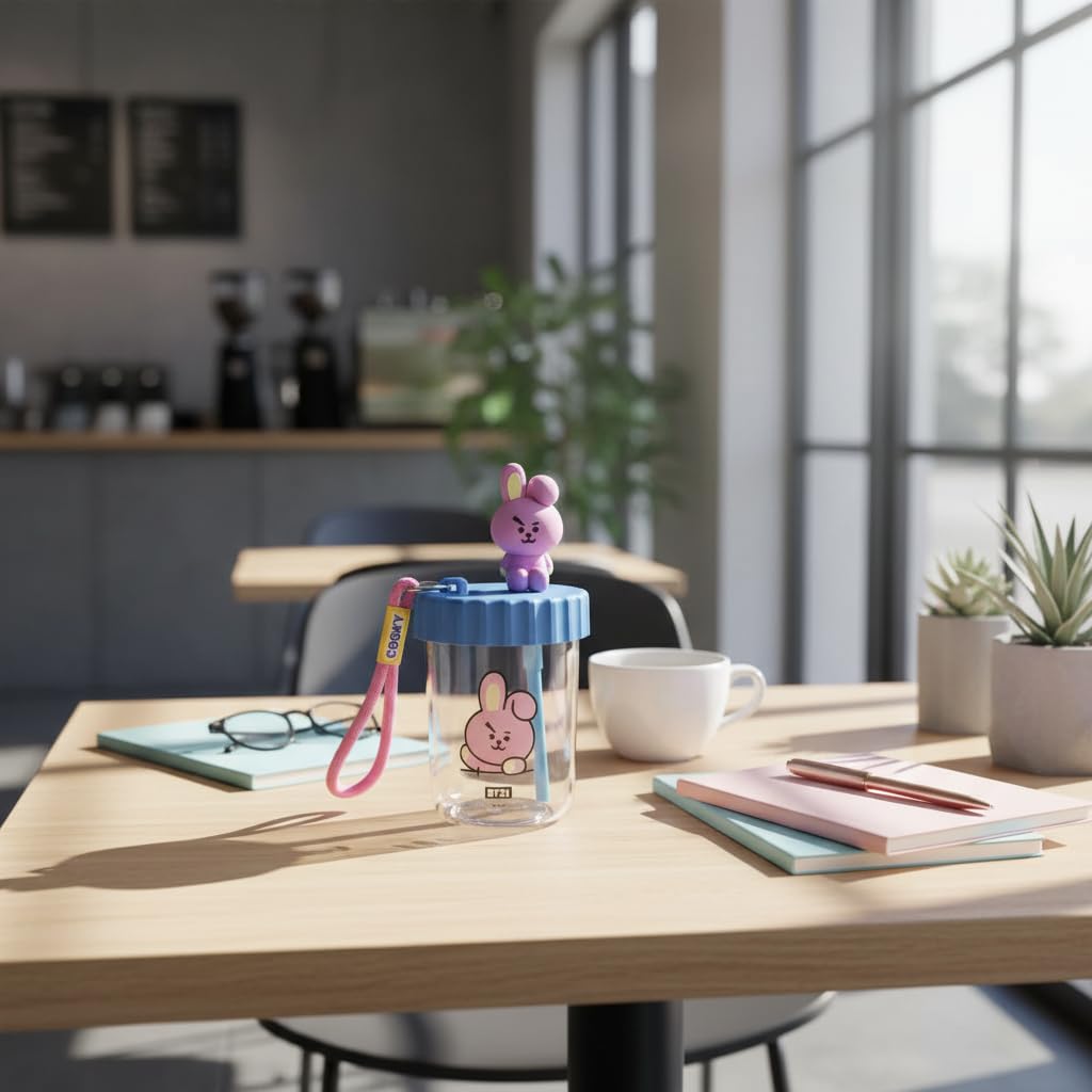 Lisanslı Süslemeli ve Askılı Plastik Şişe (520mL) - Cooky by MINISO