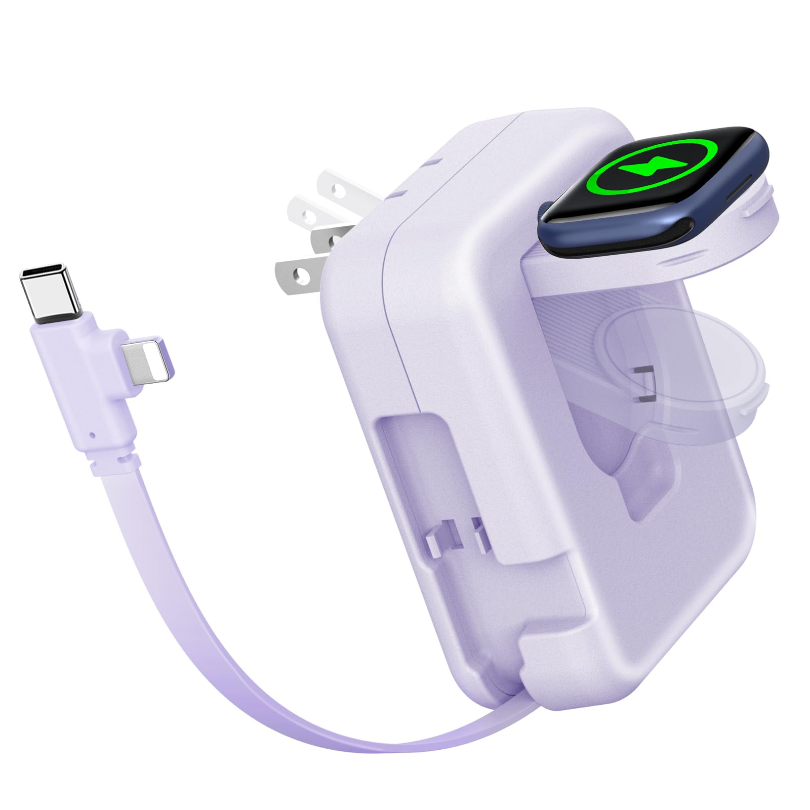 2in1 iWatch Charger, 36W Retractable Charger for iPhone iWatch,Travel Wall Charging Block Compatible with iPhone 16/15/14/13/12/11 iWatch