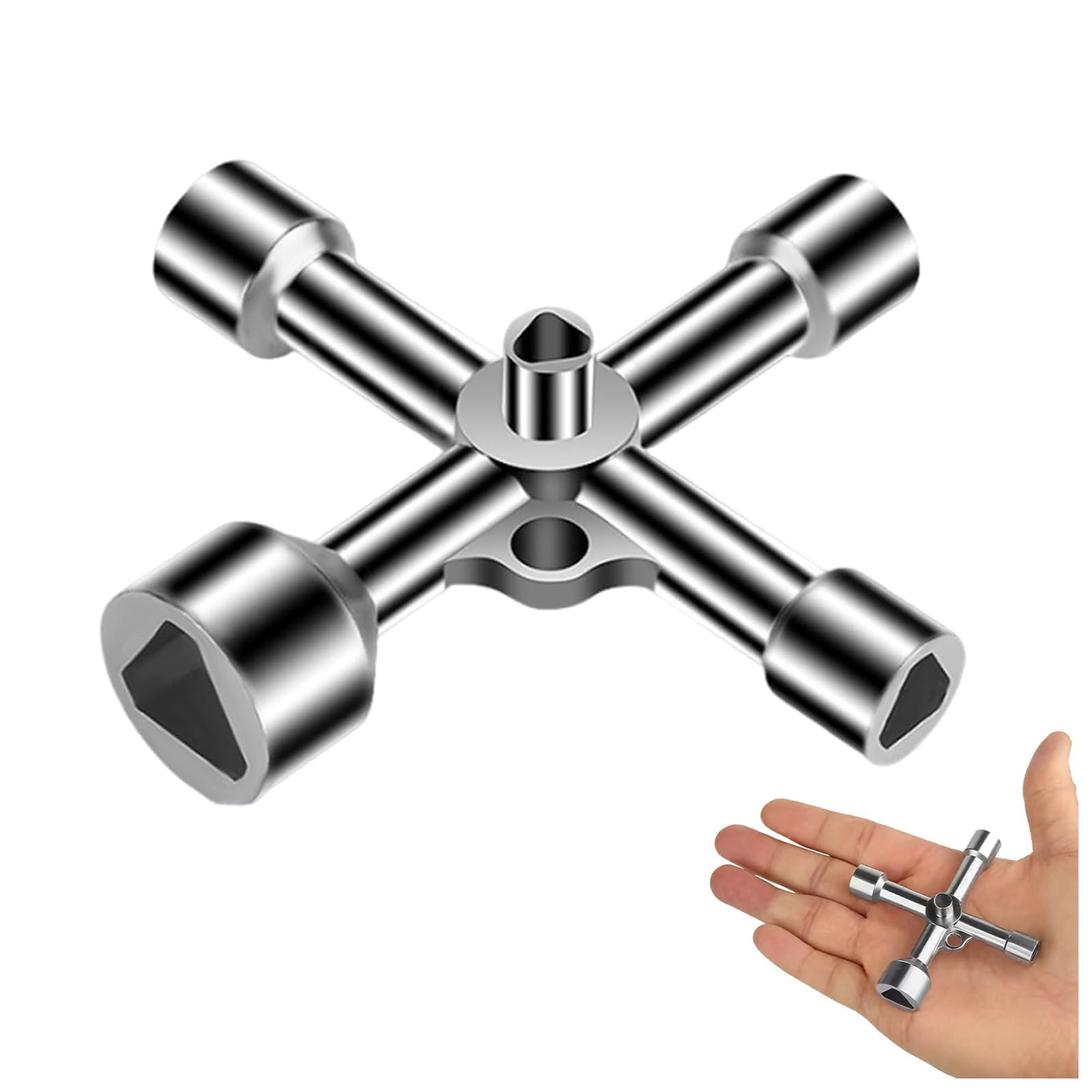Llave Triangular,Llave Triangular 5 en 1 Universal Llave Contador Agua Multifuncional con 5 Tamaños (7mm,10mm,12mm,13mm,18mm) para Gas Agua Terminal Basura y Caja Eléctrica