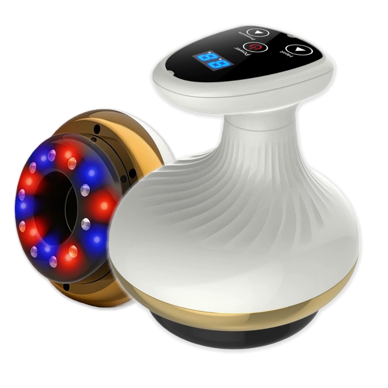 SculptFlow Pro | Tiefenmassage für leichtere Beine & glattere Haut – Körpermassagegerät mit Vakuum, 9 Vakuumstufen, 9 Wärmestufen, Gua Sha Schröpfmassage, Digital Display, kabellos USB